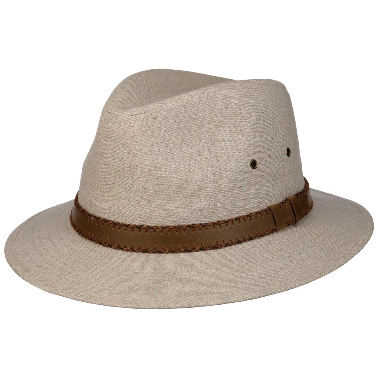 LIPODO Uni Safari Kapelusz traveller lniany z metalowymi oczkami i paskiem z ekoskory Unisex Wiosna Lato