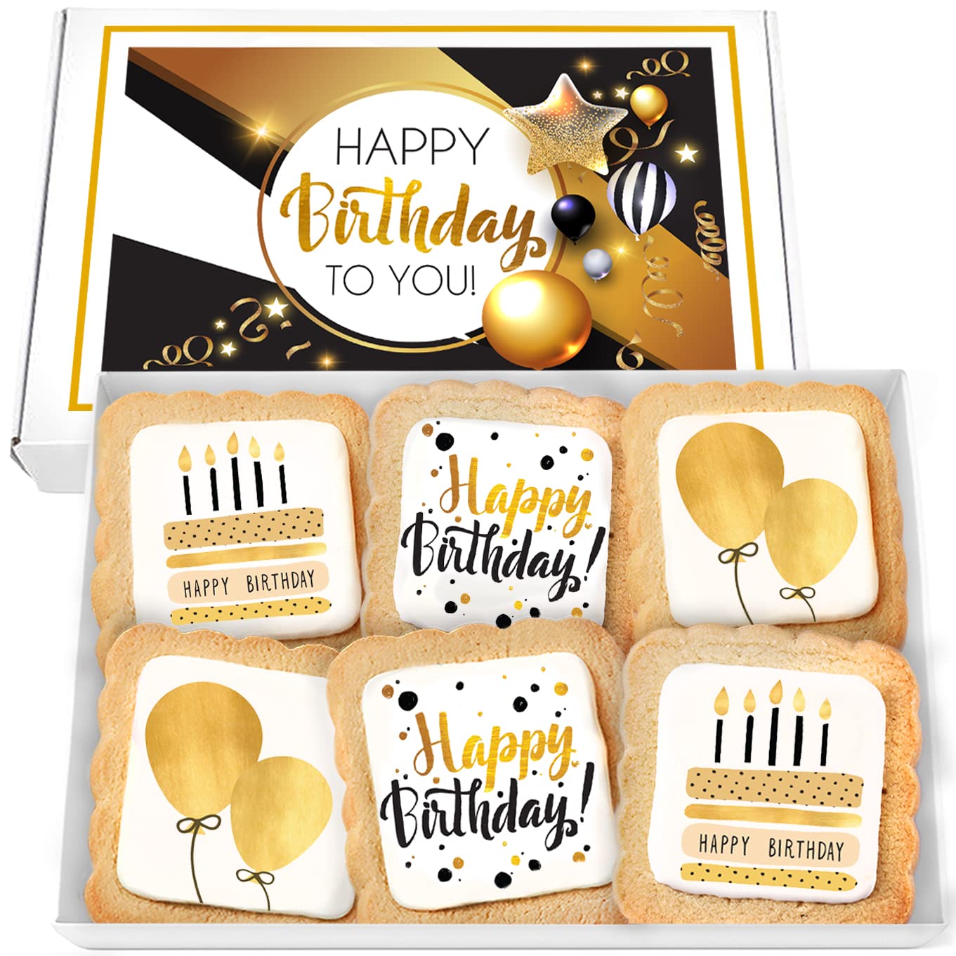 Happy Birthday Cookies 6 Pack - Galletas de Azúcar Decoradas