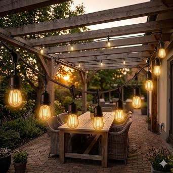 Sarmaşık 10 Ampullü LED Cata Dış Mekan Aydınlatma Seti - 5 Metre IP44 Suya Dayanıklı - 3200K Gün Işığı E27 Duy - Bahçe, Teras ve Dekoratif Organizasyon Işıklandırma (Ampuller Dahil) [Enerji Sınıfı F]