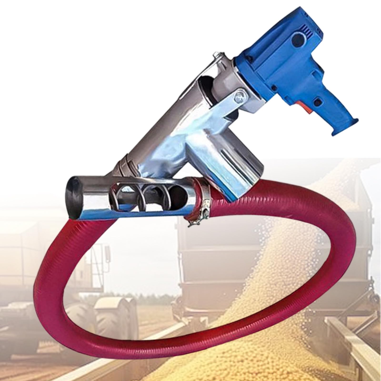 GwlThixion Portable Grain Suction Machine, Electric Auger Conveyor Efficiently Transfers Grain, Sand Using A 1.5m Flexible Hose, for Cement Sand Fertilizer Farm Industrial