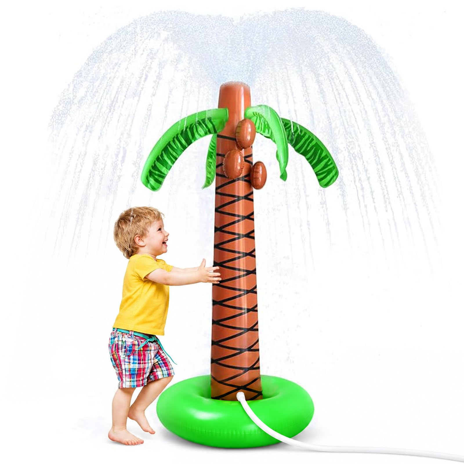 ZoneYan Giocattolo Gonfiabile Palma Cocco Spruzza Acqua, Giochi Estivi, Giochi d Acqua da Giardino, Gioco Estivo Giardino All'Aperto, Palma da Cocco Gonfiabile che Spruzza Acqua, Spruzzino Acqua