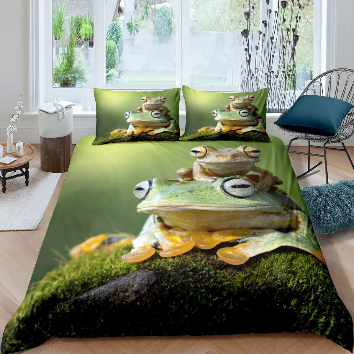 Housse de couette grenouille 240x260 cm pour une chambre style forêt tropicale