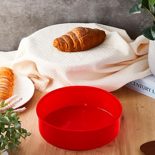 Miniatura 3 de Dandat 6 moldes de silicona de 8 pulgadas para tartas redondas, moldes de silicona antiadherentes para hornear queso y magdalenas