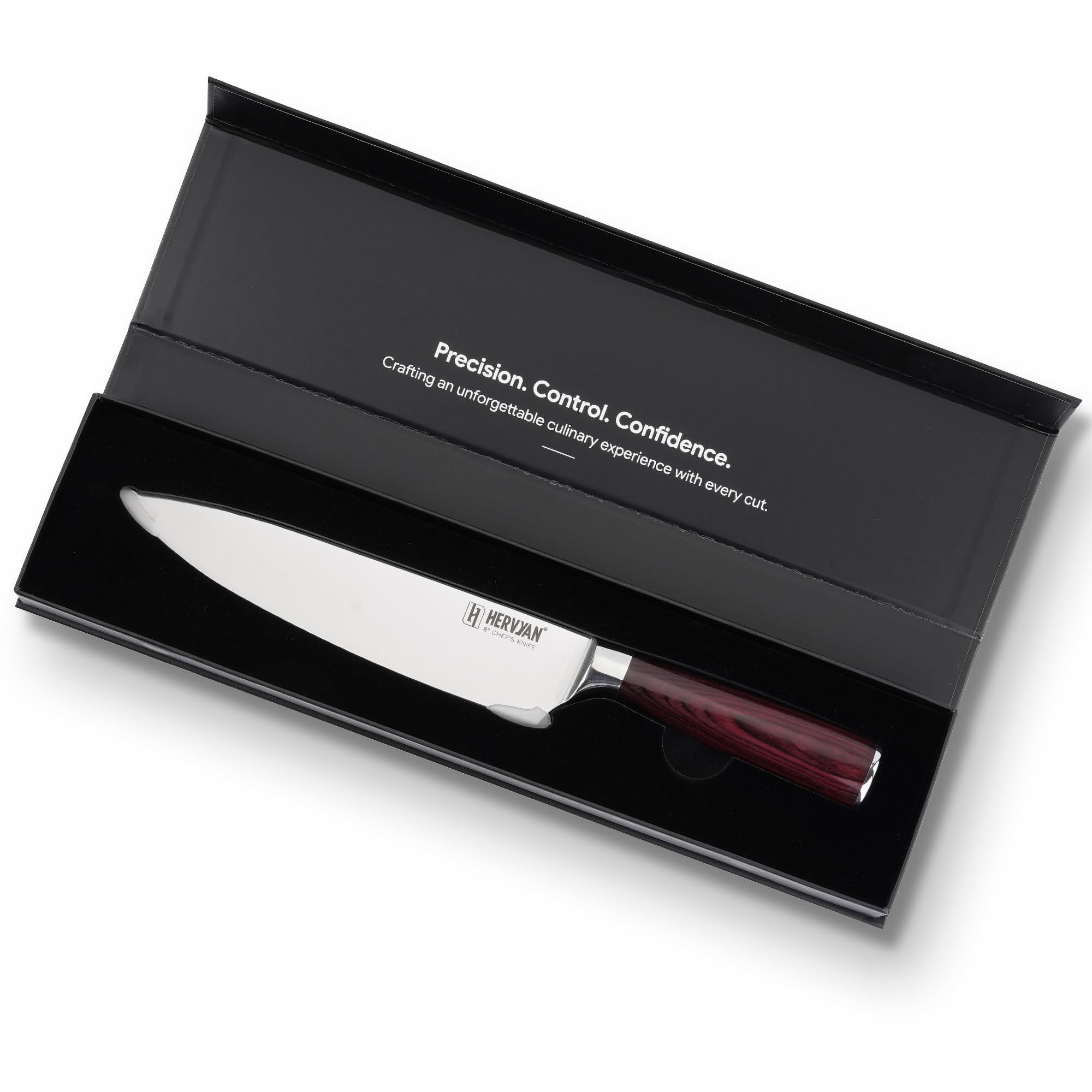 8 Inch Professional Chef Knife 13°–15° Edge German-Inspired Precision Blade High-Carbon Stainless Steel, Ergonomic Pakkawood Handle, Blade Guard and Gift Box for Home Cooks and Restaurants — Amazon image 9