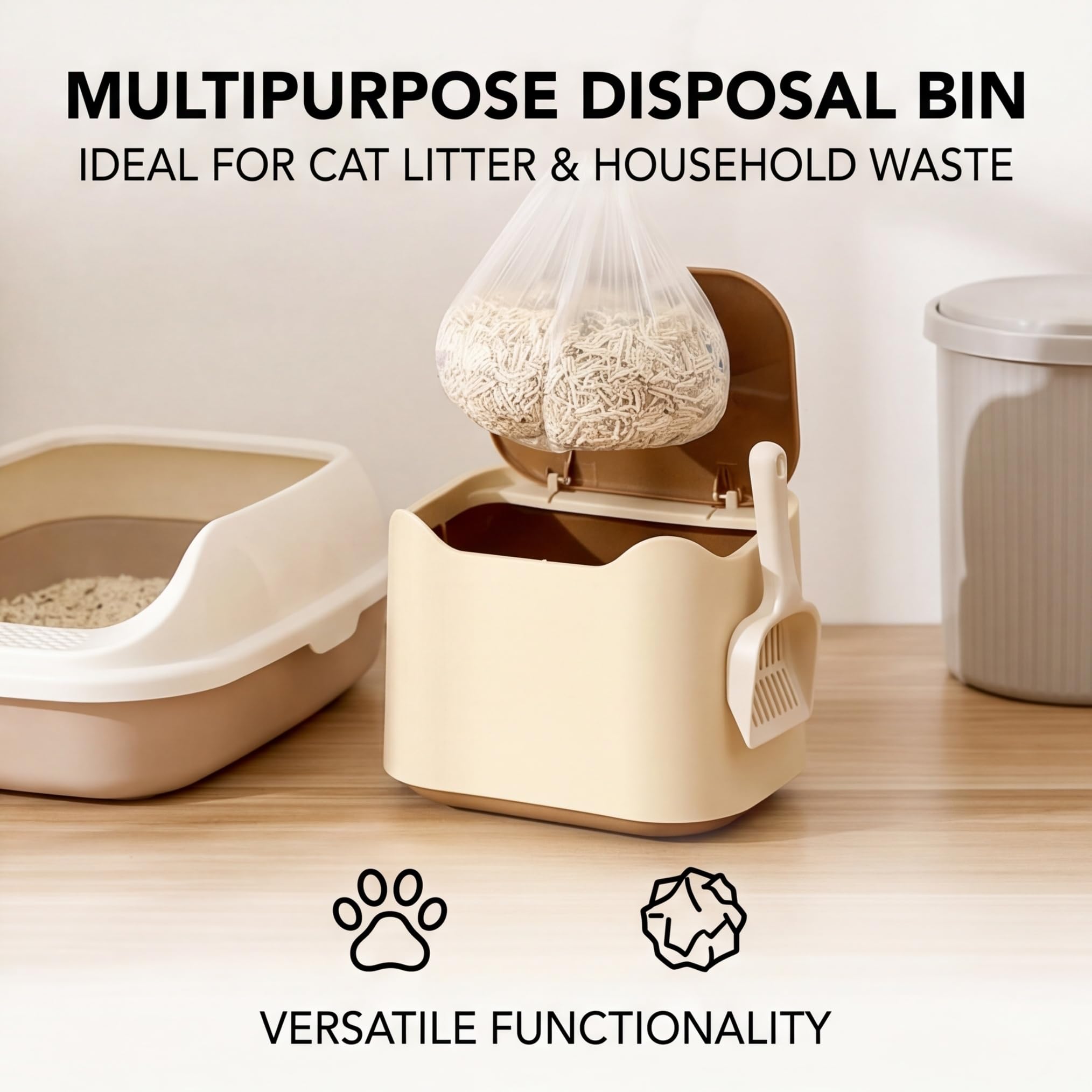 Sxhlseller Poubelle à Crottes de Chat Robuste avec Couvercle à Pression, Poubelle à Litière pour Chat élégante pour un Usage Domestique, Idéale pour les Propriétaires D'animaux [conception esthétique]