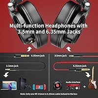 Vista 3 de OneOdio A71 - Auriculares de diadema con cable para estudio de grabación de alta resolución, con SharePort, auriculares plegables