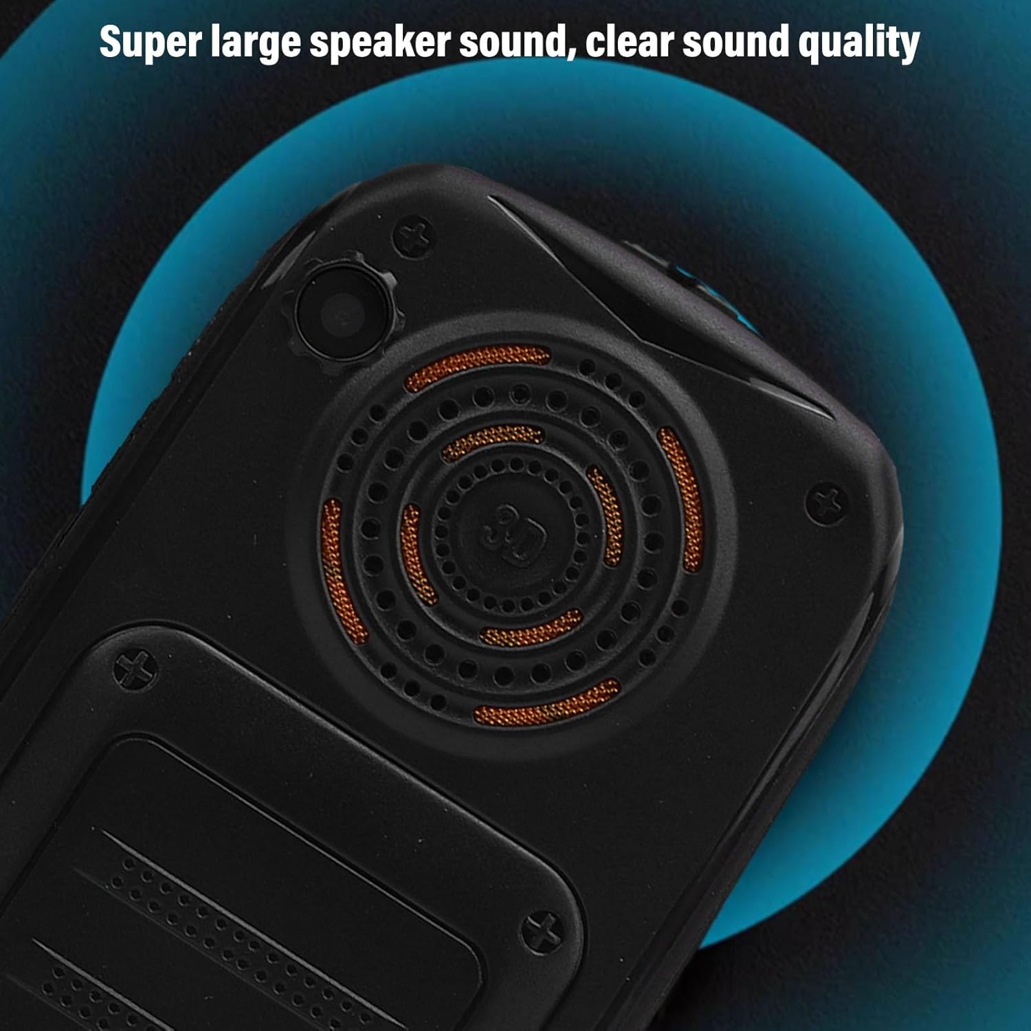 Pozadi view of PUSOKEI Senior Cell Phone showing large speaker