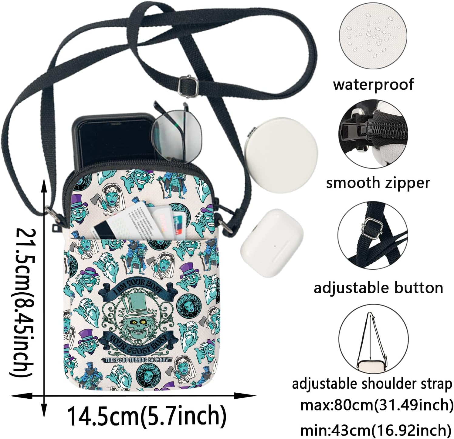 KEYCHIN Haunted Movie Crossbody Bag Hitchhiking Ghosts Gifts Horror Ghost Shoulder Bag Haunted Ghost Movie Merchandise - Image 4