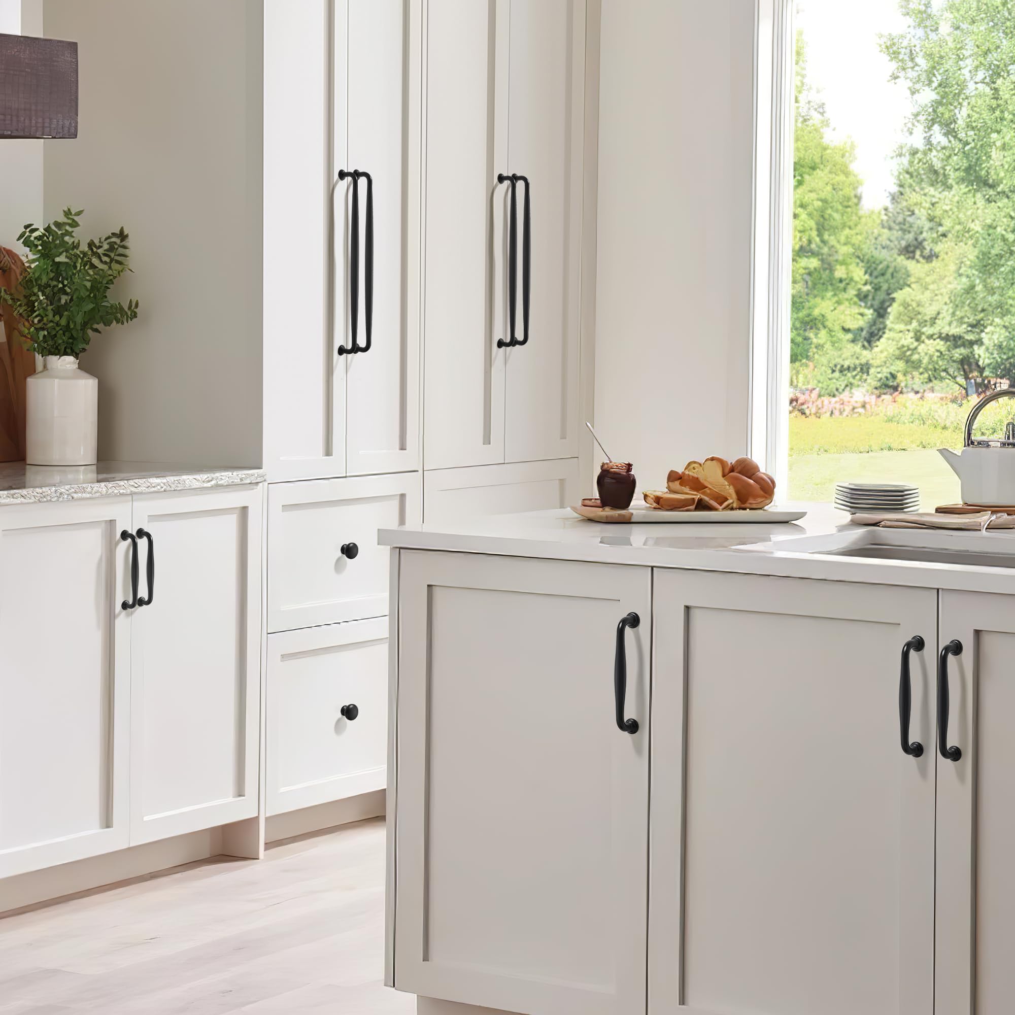 TUNNY Paquete de 10 pomos para gabinete, color negro mate para muebles de cocina, dormitorio, aparador, armario