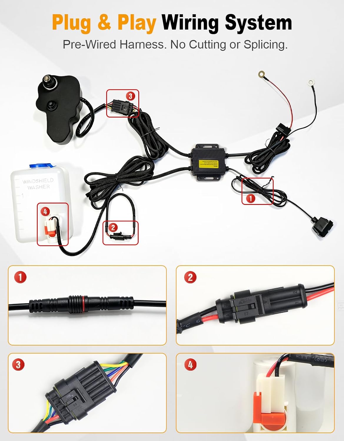 165° UTV Windshield Wiper Kit, 2-Speed 12V Wiper Motor, Auto-Park
