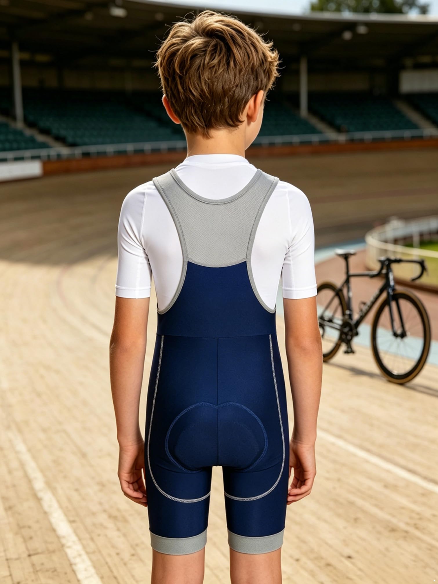 YiZYiF Cuissard Cyclisme à Bretelle Enfant Garçon Cuissard Velo Rembourré Shorts De Sport Short d'été Respirant à Séchage Rapide 3-14 Ans