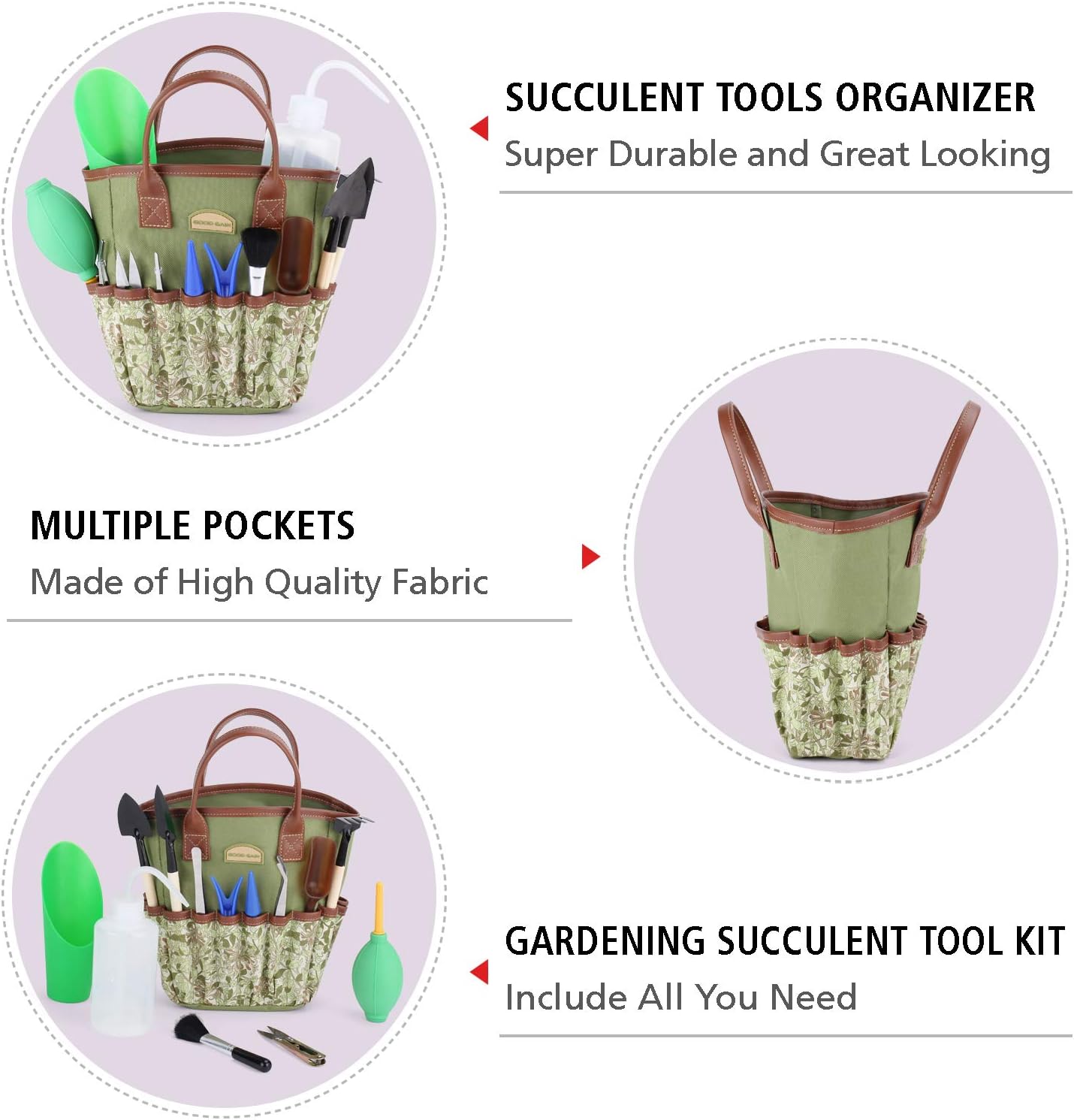14 Pieces Garden Succulent Tools Kit with Organizer, Indoor Mini Gardening Tool Set, Bonsai Tools Kit, Succulent Gifts, Bonsai Starter Kit, Succulent Watering, Bonsai Tool Kit. (Honeysuckle) …