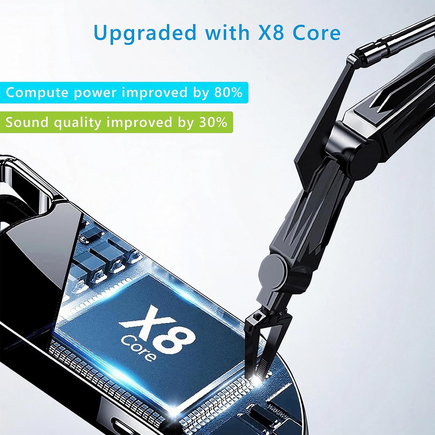 Ime view of Vandlion V22-64GB Voice Recorder highlighting the X8 Core processor