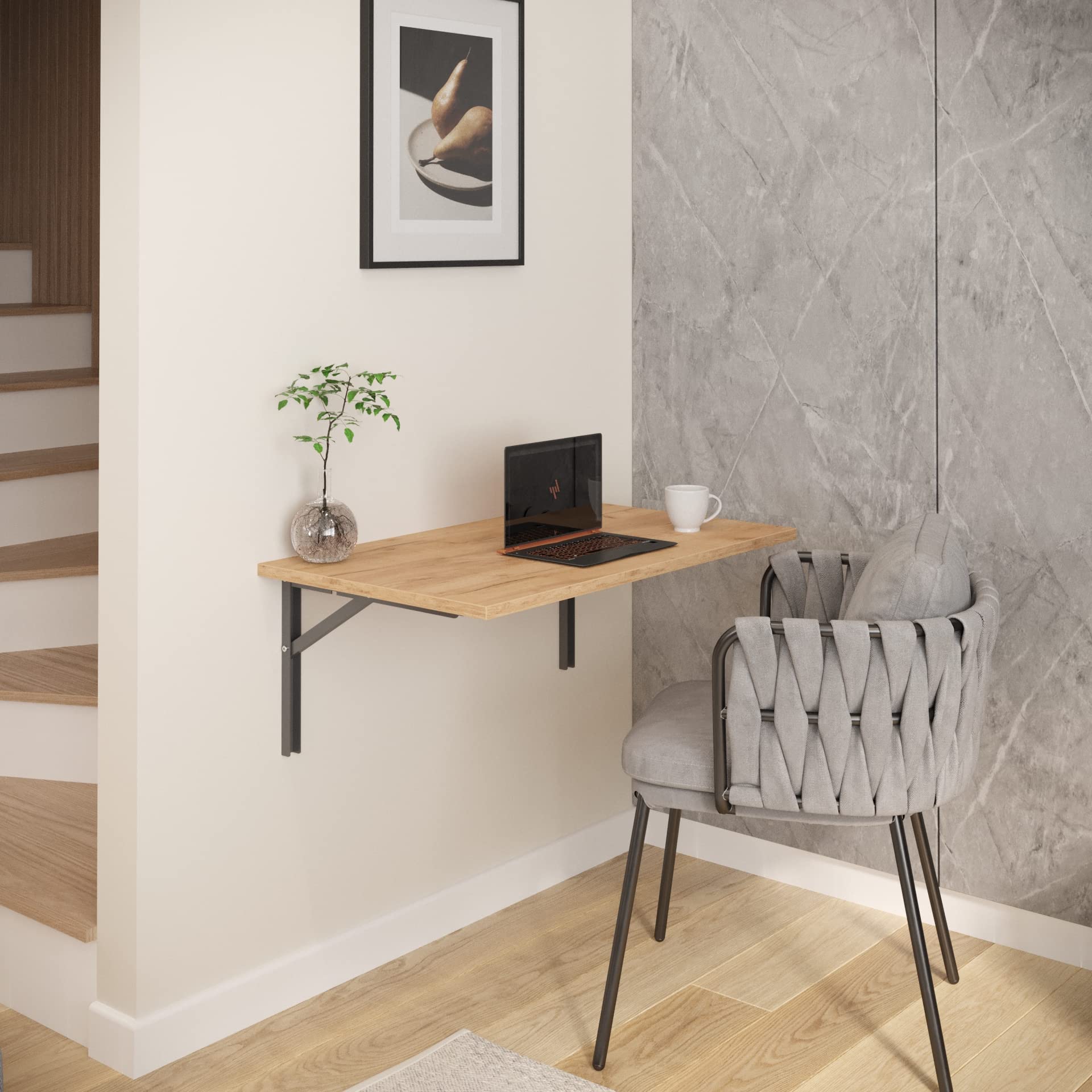 AKKE Table Pliante Murale 120 cm x 60 cm pour Cuisine Petit Bureau Petit Espace Enfant Bureaux Meubles Table à Manger Pliable Rabattable