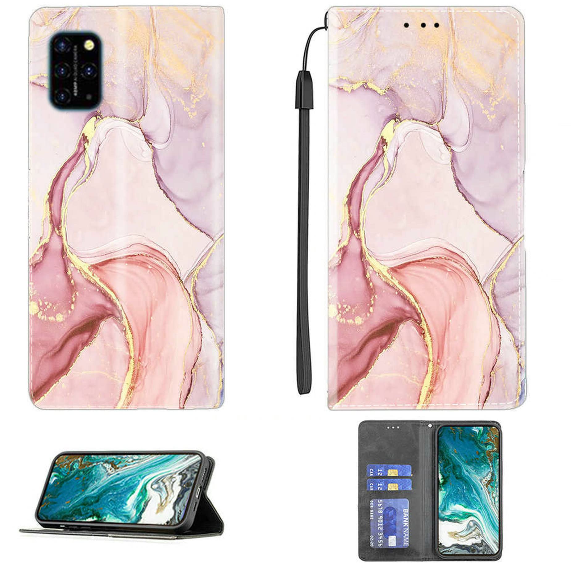 MojieRy - Custodia a portafoglio per UMIDIGI S5 PRO, in pelle sintetica di alta qualità, per S5 PRO, 2 scomparti per schede, portatile, colore: Nero
