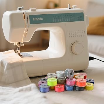 25 Pcs White Prewound Bobbins with Thread for Sewing Machines