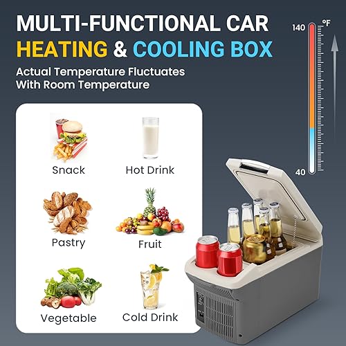 Miniatura 3 de Refrigeradorcalentador de coche de 12 V, 6 cuartos de galón (6 litros), 12 voltios de CC y 110 V de CA, refrigerador eléctrico portátil compacto