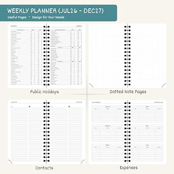 BEZEND Pocket Diary 2026-2027 Week to View Spiral Softcover A6 15.5 x 9 cm