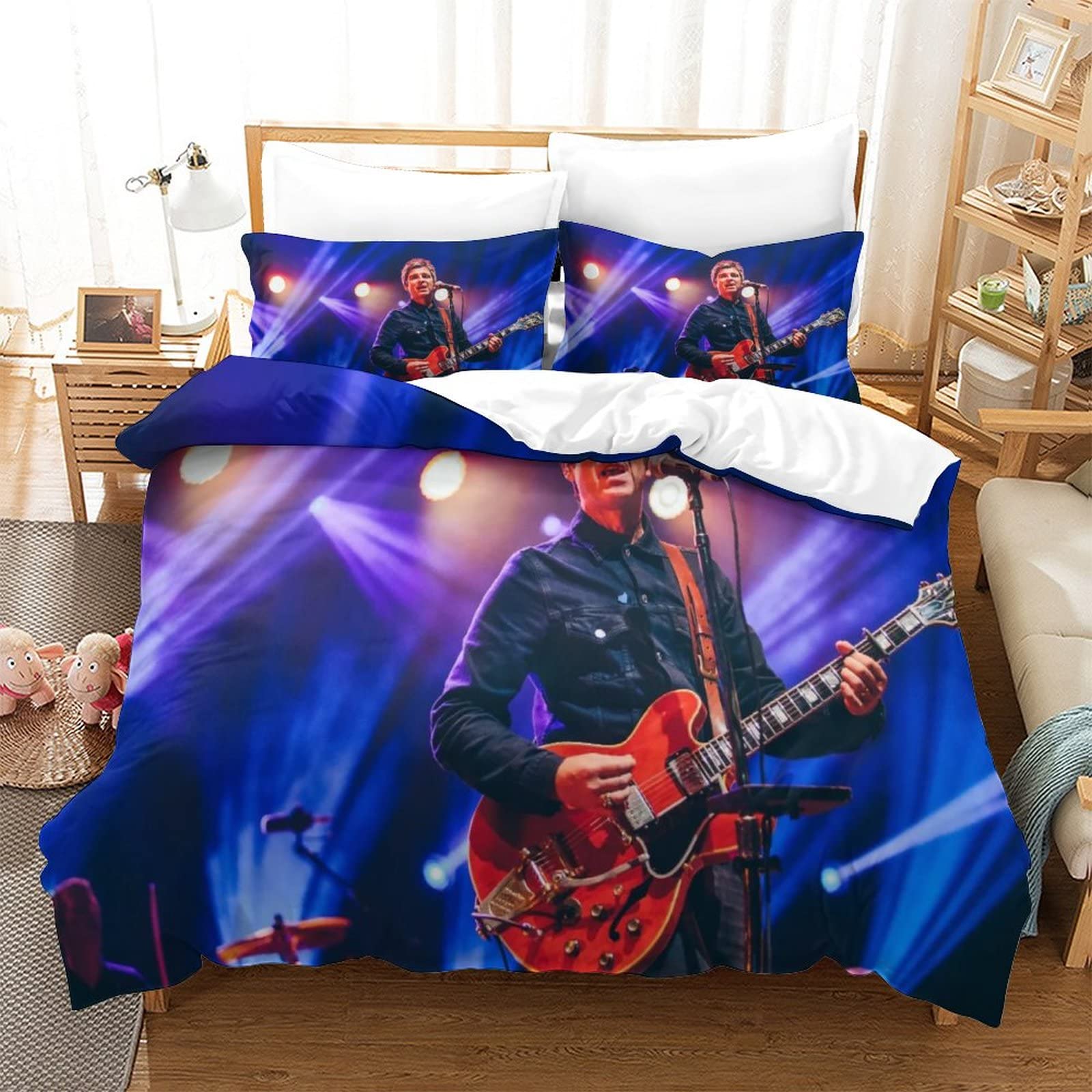 Enfunt-Home Band Duvet Cover Set Soft Lightweight Microfiber 3 Piece Bedding Set with 2 Pillowcase Kids Quilt Cover Closure Double 200 x 200 cm