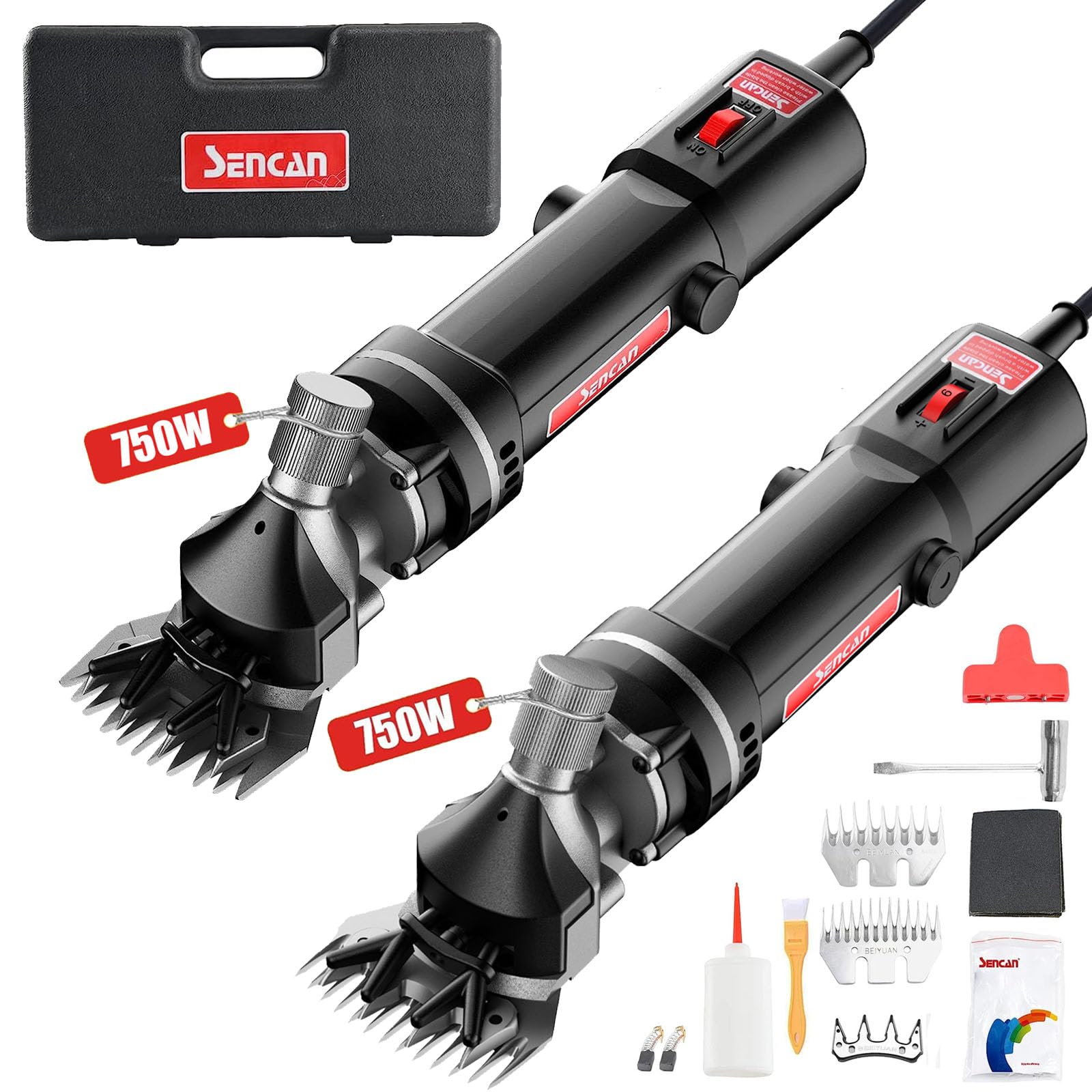 750W Professional Electric Sheep Shears, 2 Pack, Heavy Duty Shearing for Sheep, Goats, Horses, Fur Livestock, Suitable for Home Farming