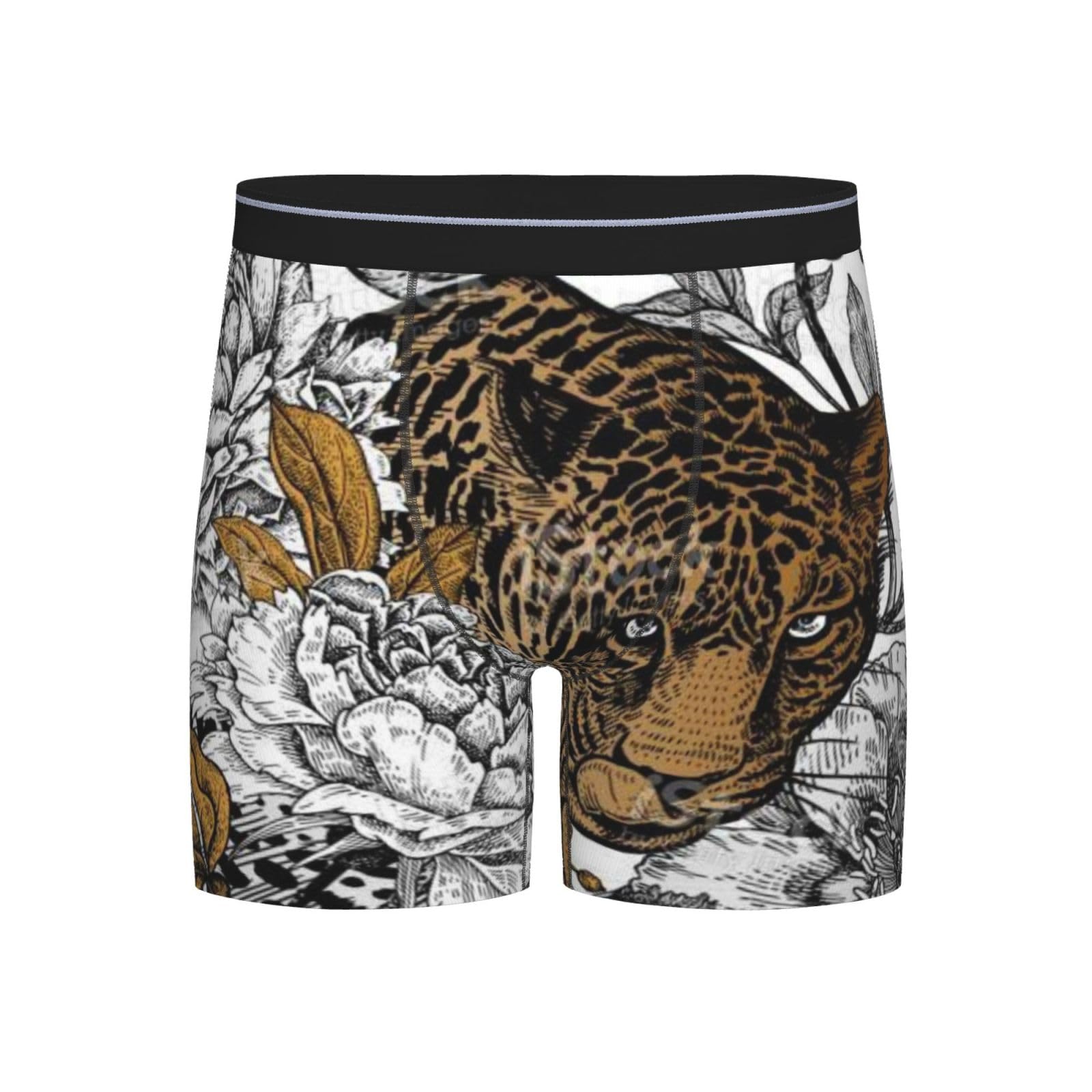 AOOEDM Vintage Flowers With Leopard Mens Boxer Brief Pouch Underwear S-Xxl