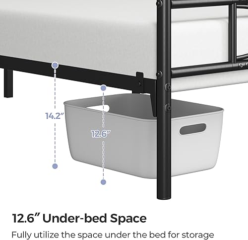 Miniatura 67 de Yaheetech Base de cama de metal tamaño matrimonial, base de cama de plataforma, base de colchón con cabecera y estribo de diseño curvo, no necesita