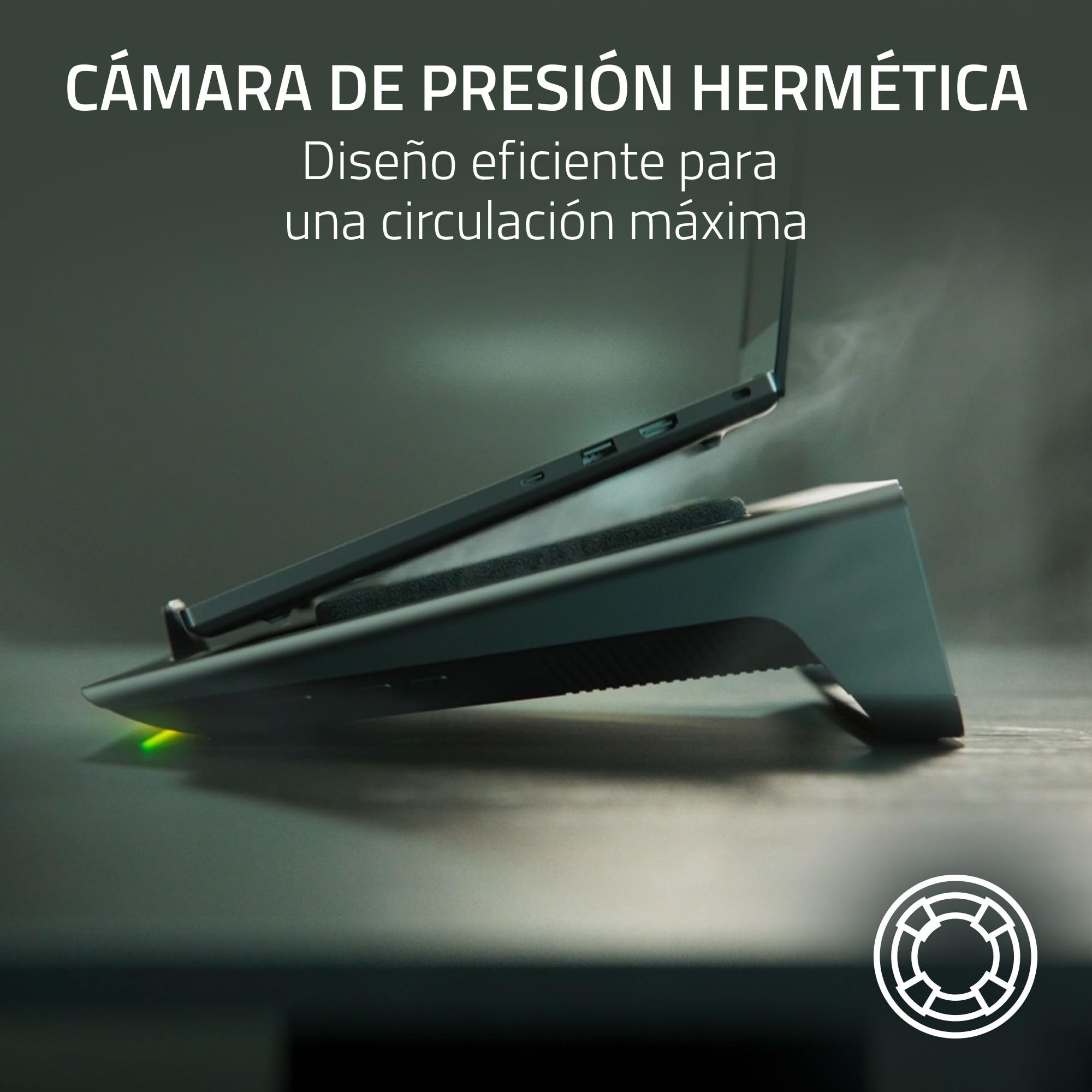 Razer Laptop Cooling Pad - Soporte de refrigeración Inteligente para portátiles de 14" a 18" Pulgadas - Cámara de presión hermética (Curvas de Ventilador Personalizadas, concentrador USB-A) Negro