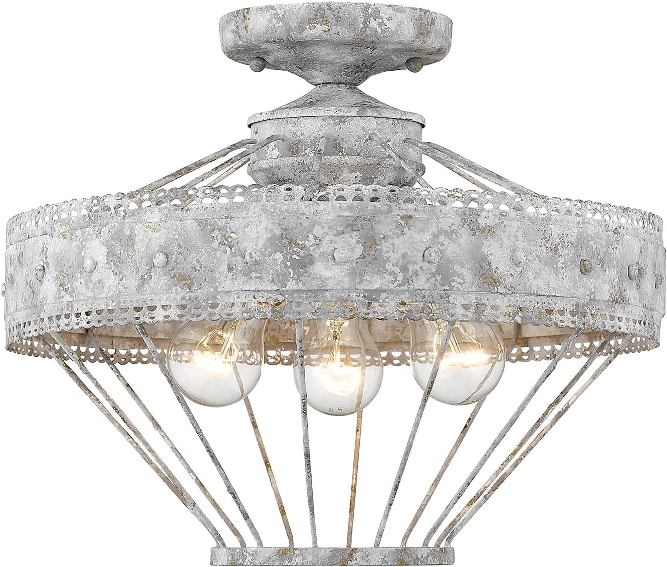 Golden Lighting 7856-SF OY Ferris Semi-Flush, Oyster- Semi Flush Mount Ceiling Light, Ceiling Light Fixture, Light Fixtures Ceiling Mount, Ceiling Light Fixtures,