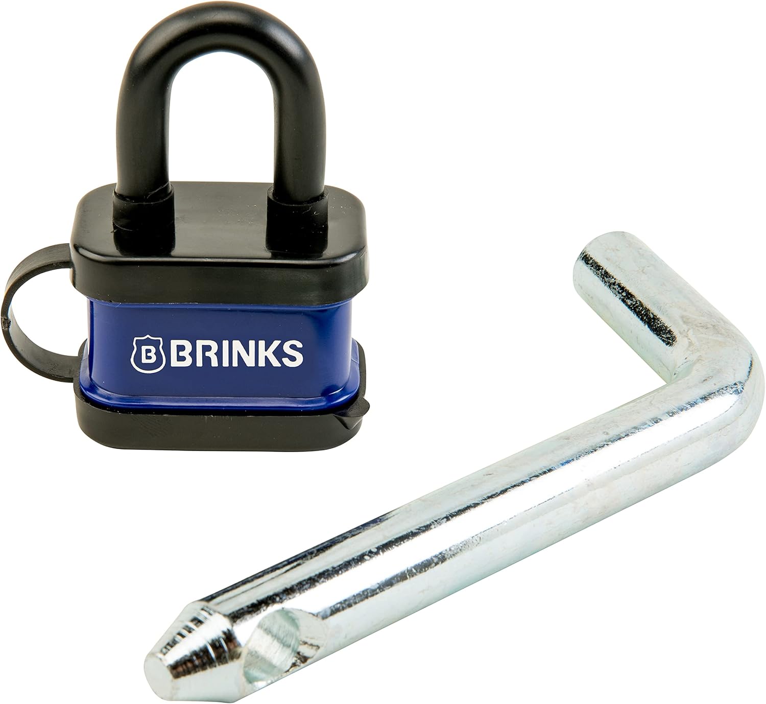 BRINKS - 40mm Laminated Steel Weather Resistant Padlock with Hitch Pin - Vinyl Wrapped and Chrome Plated with Hardened Steel Shackle, Brass