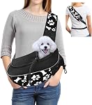 Gloppie Dog Sling Carrier Travel Cat Carrier Breathable Puppy Carrier Hand Free Dog Carrying Bag Pet Carrier for Dogs Below 10 lbs Dog Black