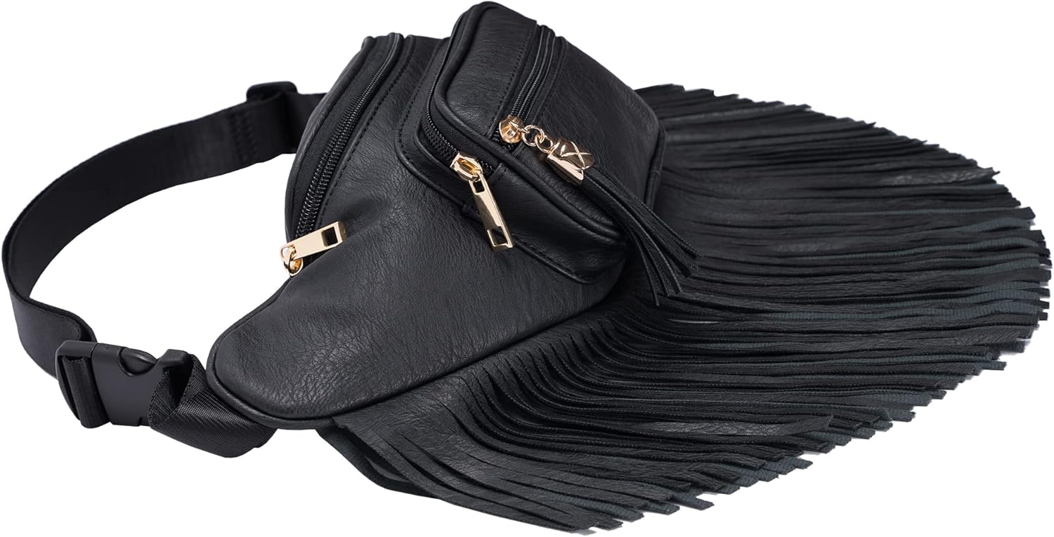 Solene Fringe Waist bag for women with Multi Zipper Pockets - Image 2