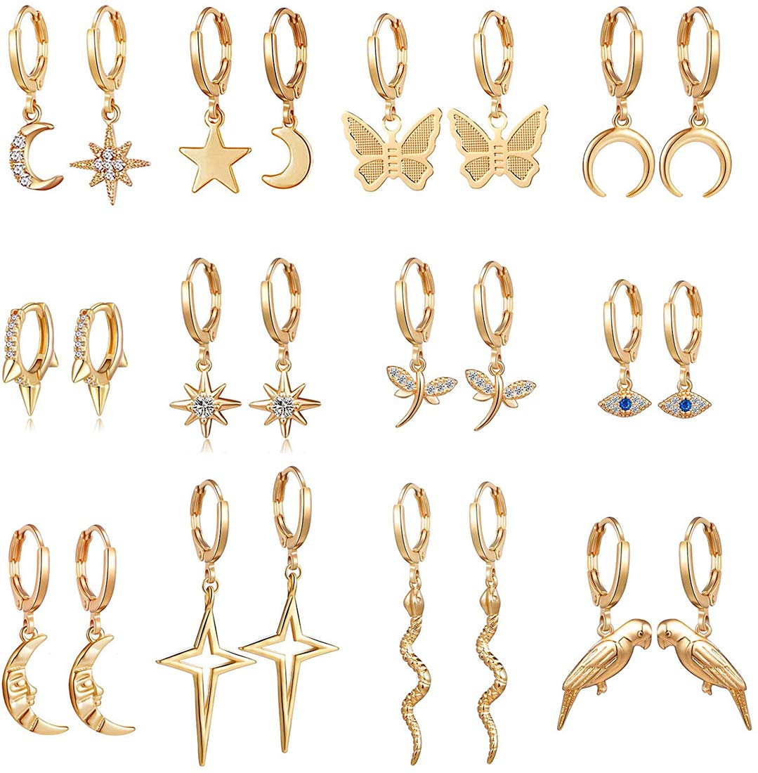 Jewels Galaxy Delicate Leaf Pearl & AD Fabulous 12 Pair of Stud & Drop Earrings For Women/Girls (JG-PC-EGR-8644) (B08VN22GPT) Amazon Price History, Amazon Price Tracker