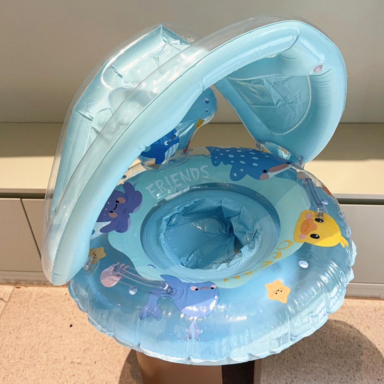 Galleggianti Gonfiabili Per Piscina, Uso Multiuso, Anello Da Nuoto Per Bambini Con Parasole - Galleggiante Per Protezione Solare Per Bambini, Sicuro E Stabile, Per Spiaggia Lago All'aperto Cortile Vac