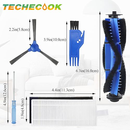 Miniatura 2 de Repuesto para cepillos y filtros Eufy Robovac de Techecook Compatible con Eufy Vacuum Robovac 11s, 12, 15C, 15T, 25C, 30, 30C, 35C - 8 cepillos