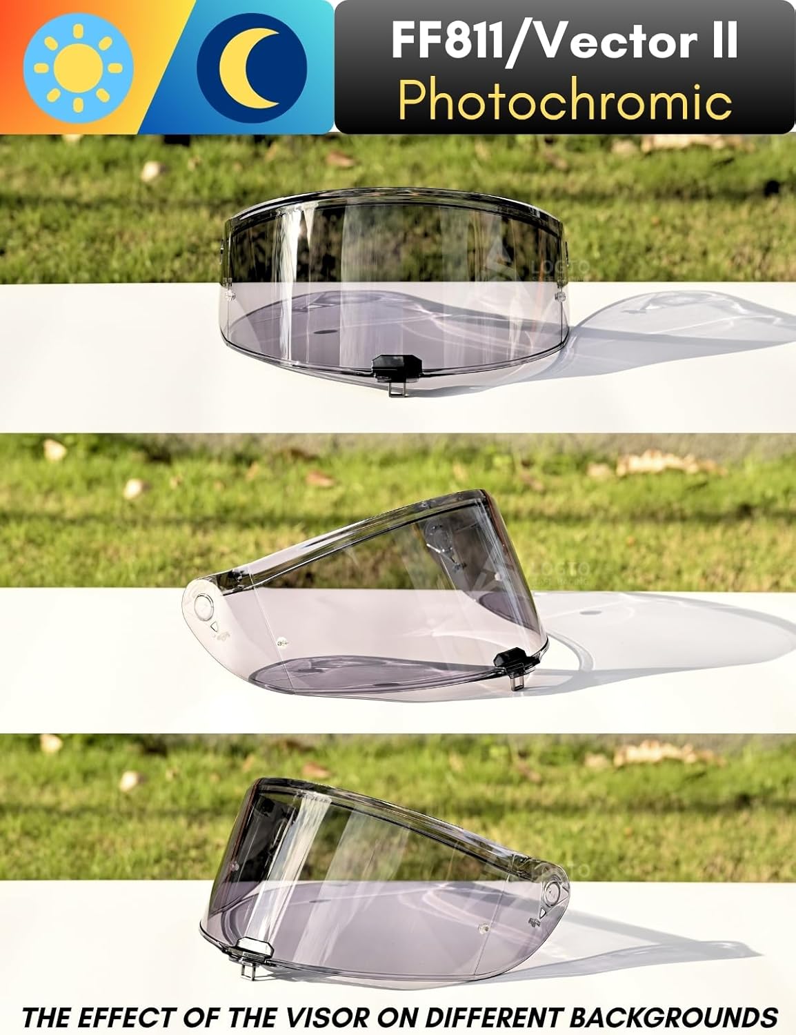Photochromic Visor Compatible With Assault,Rapid,Stream Helmet FF320/328/353/800 Shield Transition (320/328/353/800 Clear/Smoke)