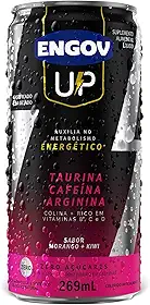Engov Up Morango - Bebida Gaseificada para Energia, Disposição e Melhora de Foco - Cafeína, Taurina, Arginina, Baixo em Calorias e Sódio - 269ml
