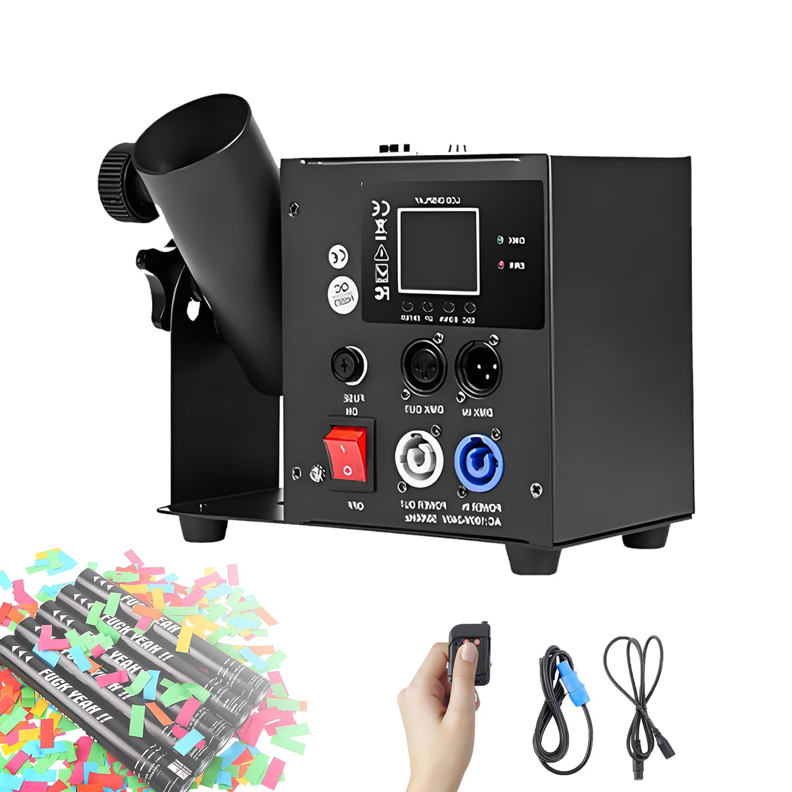 Elektronische Konfettimaschine mit Fernbedienung, Professioneller DJ Konfettiwerfer mit 25 Konfettiröhren, DMX Hochzeit Shooter Konfetti Launcher Kanone AusrüStung 1shot-25pcs