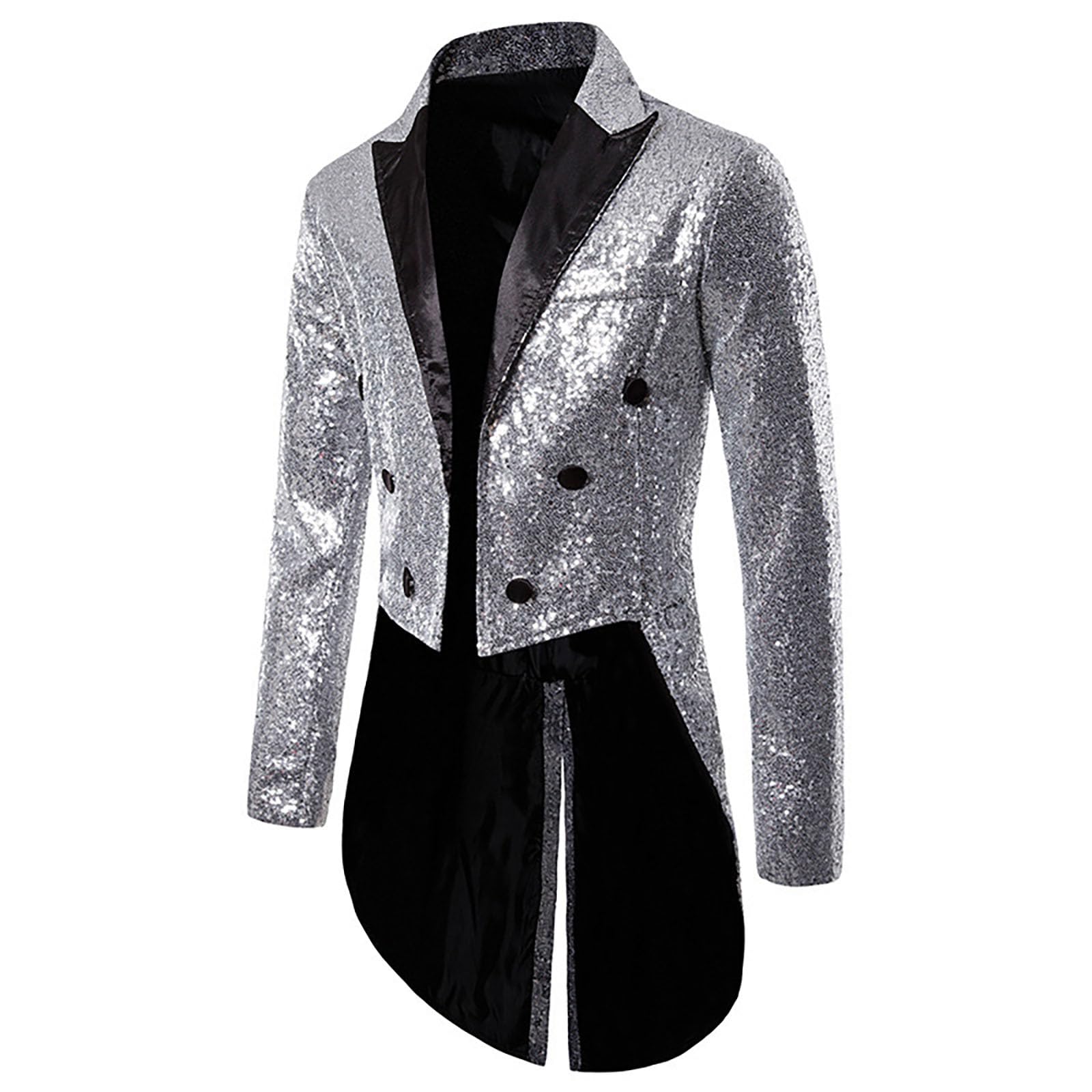 Generisch Pantaloni a frack con paillette, da uomo, eleganti, brillanti, da sera, glamour, sottili, per feste, slim fit, completi, alla moda, essenziali, per feste, versatili