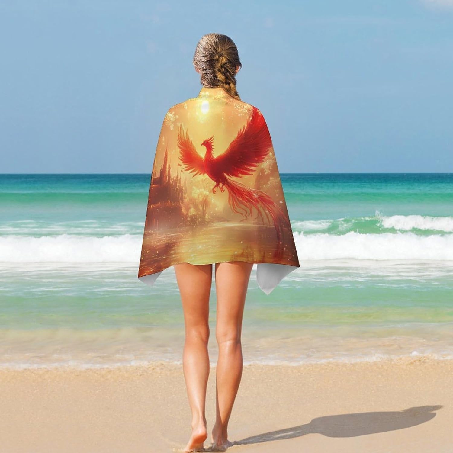 Phoenixsbird Castle Oversized Beach Towel Soft Absorbent Pool Bath Swim Towels for Adults Travel Vacation Gifts 130x80cm