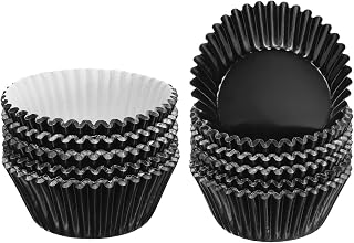 HARFINGTON 200 Count Black Foil Muffins Cupcake Liners Standard Size Metallic Baking Cups Wrappers Greaseproof for Party Wedding Birthday