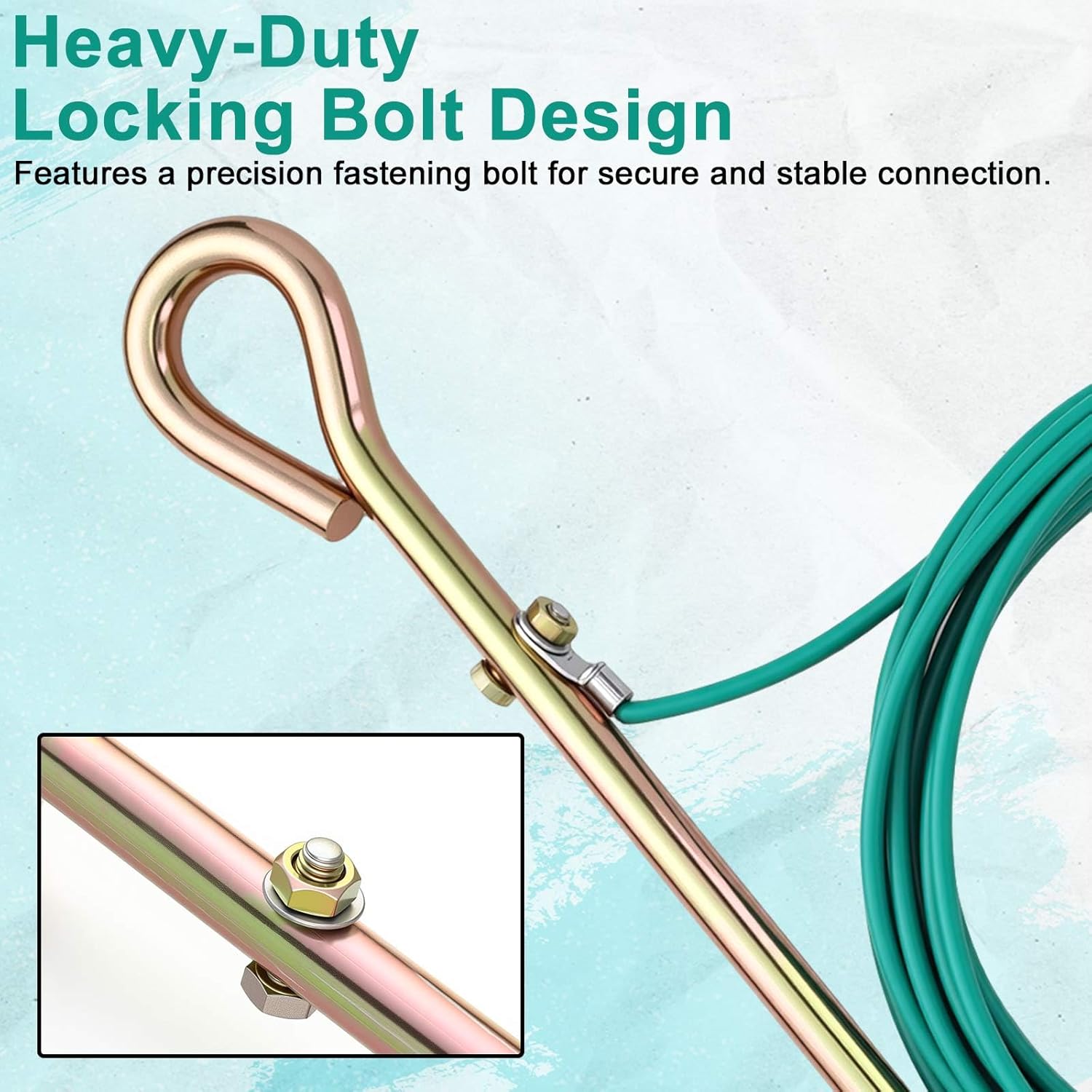 Zonon Portable Ground Rod with 15ft 12AWG Flexible Grounding Wire, Ground Post Pin Kit Grounding Rod for Earthing Electric Fence Generator Satellite Dishes Antennas Stake