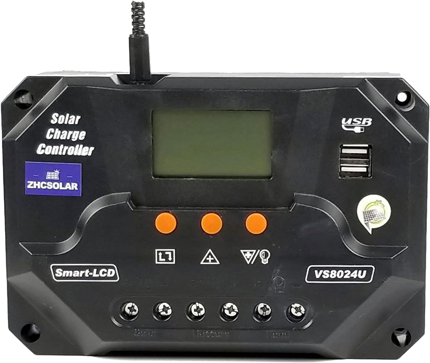 80A Solar Charge Controller PWM 12V 24V 100V PV Input Solar Panel Charging Discharge Regulator with 5V USB Output Multip Circuit Protection Temperature Compensation ZHCSolar