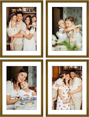 Vista 14 de Golden State Art - Marcos de fotos de metal de 12 x 12 pulgadas con paspartú para fotos cuadradas de 8 x 8 pulgadas - Juego de 4 portarretratos