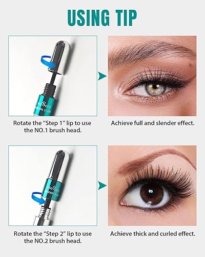Miniatura 3 de NaSeny Máscara impermeable de volumen y longitud, 2 en 1, doble efecto Vibely, máscara de pestañas 5 veces más larga, alargamiento natural,