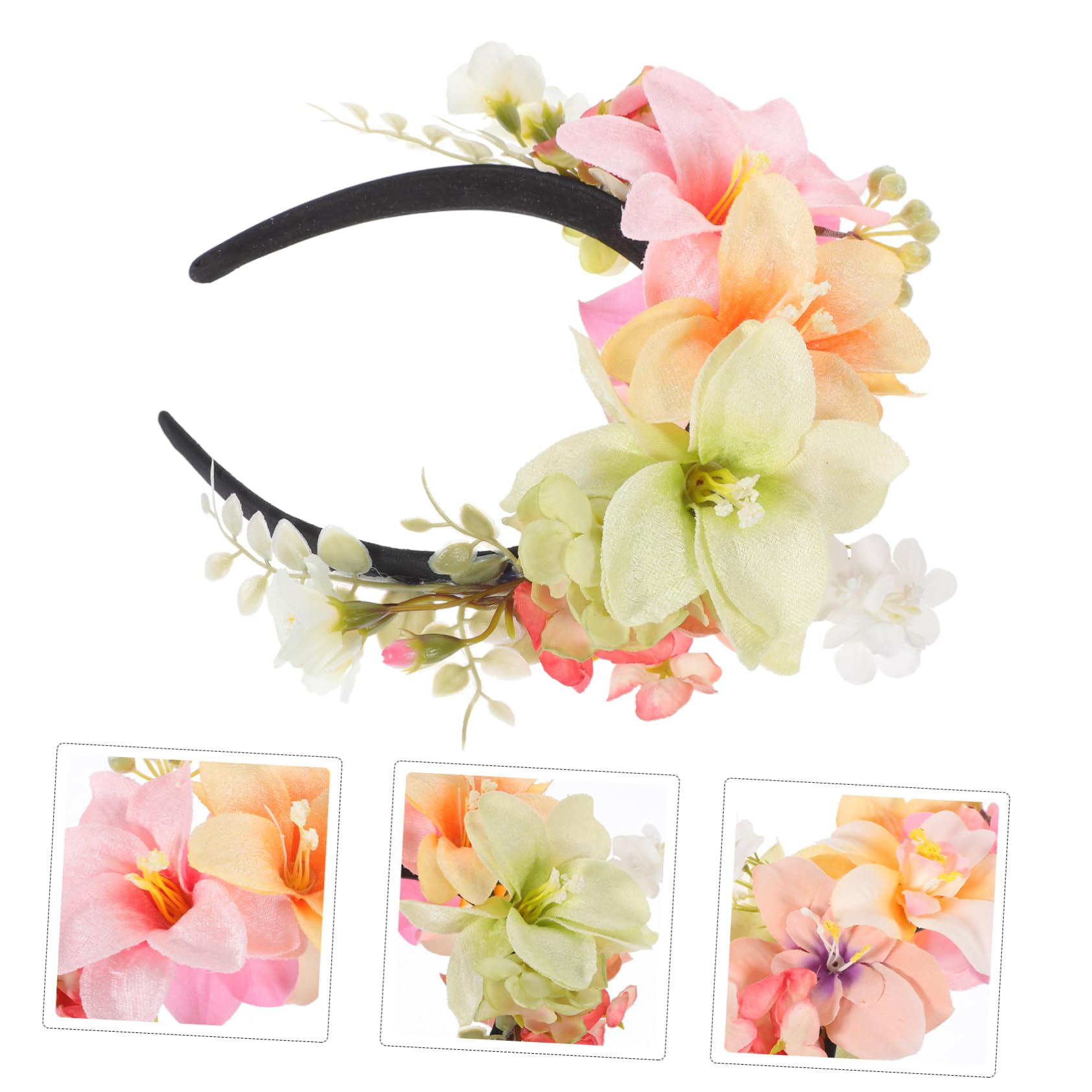 Healeved 3pezzi Cerchietto Con Fiori Di Giglio Per Donne Accessorio Elegante Per Compleanni Matrimoni e Occasioni Speciali Fascia Confortevole e Resistente Per Tutti Giorni