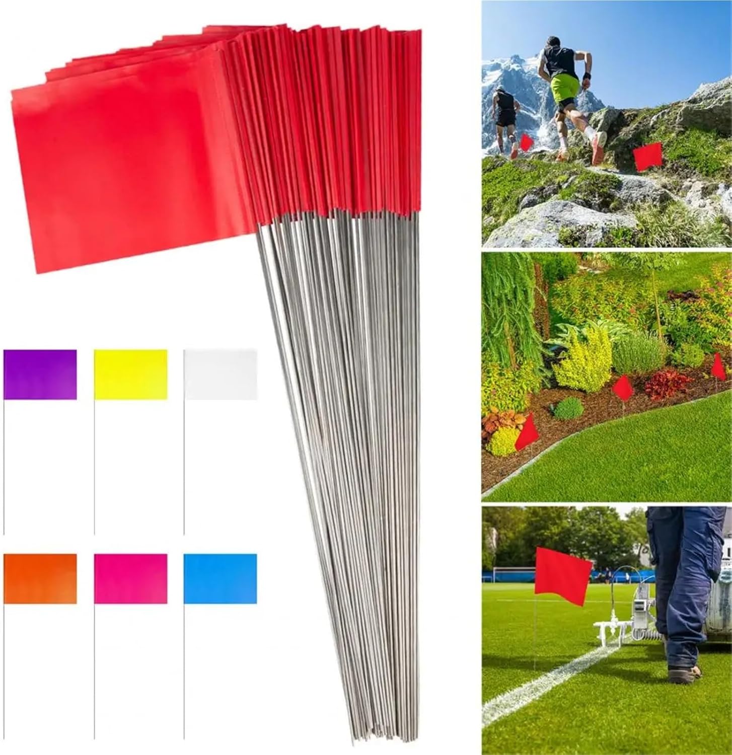 Marking Flags 100/200pcs Small Yard Flags Landscape Flag Waterproof Pvc Marking Lawn Sprinkler Garden Use Landscaping(Purple,200pcs)