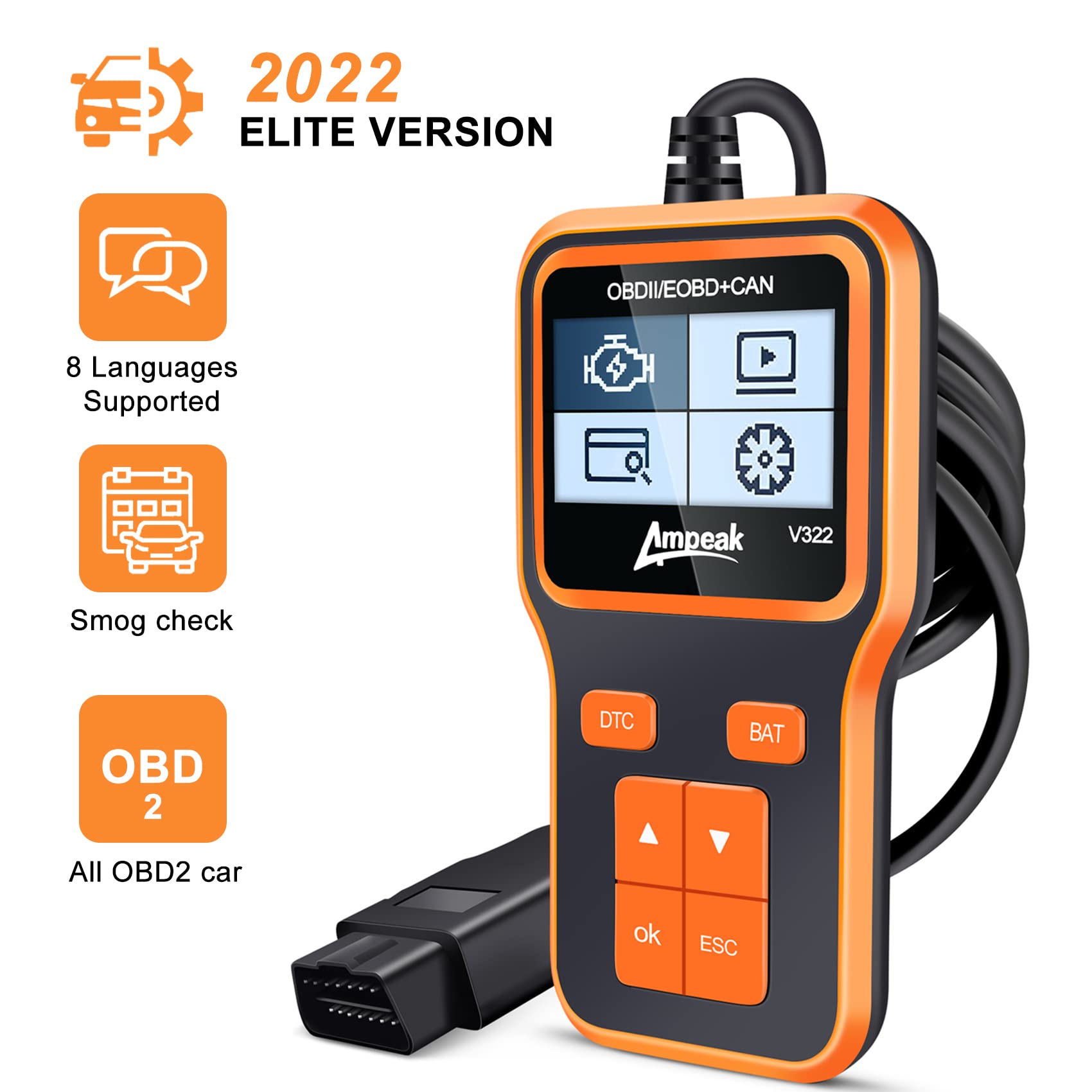 Buy Ampeak OBD2 Scanner, Car Scanner Diagnostic, O2 Sensor Systems