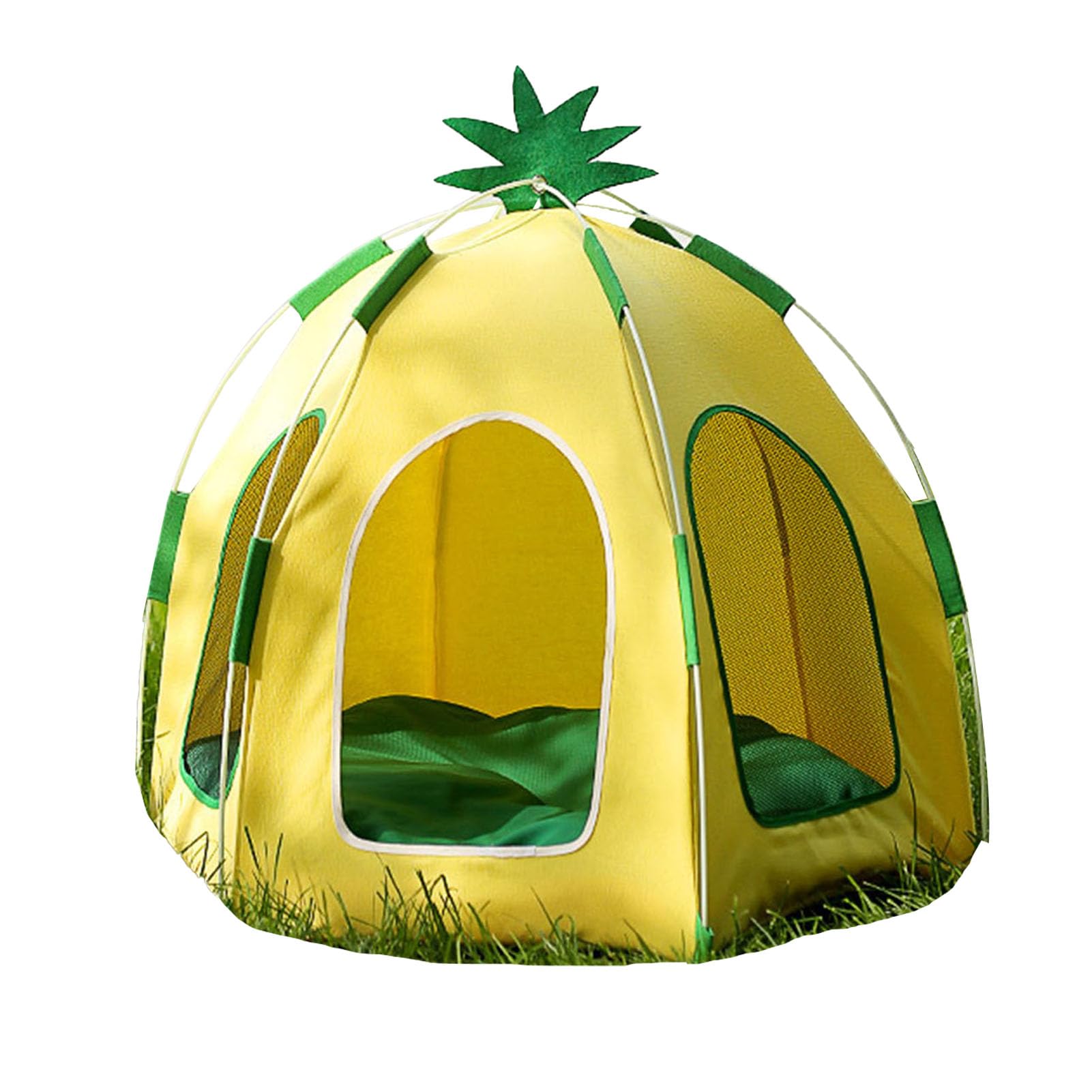 Lit pour Chat Lit pour Chaton Tente pour Chat, Lit pour Animal de Compagnie Triangle Igloo Confortable et Pliable, Maison de Grotte pour Chat en Forme d'ananas avec Coussin Amovible