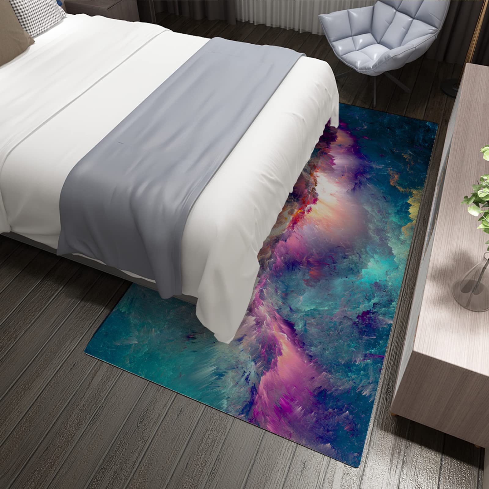 Glitzer Lila Donner Rechteck Bereich Teppich rutschfeste Innenbodenmatte für Schlafzimmer Eingang Fußmatte Abstrakte Wolken Teppiche 150x240cm