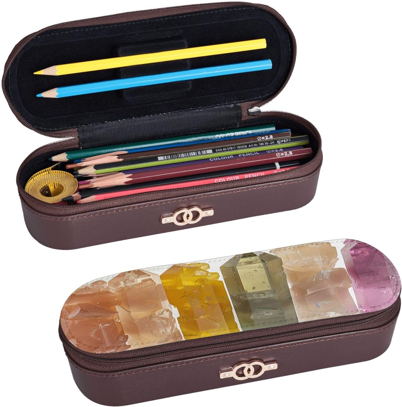 Colorful long stone Leather Multi Slot Pen Storage Case image 2